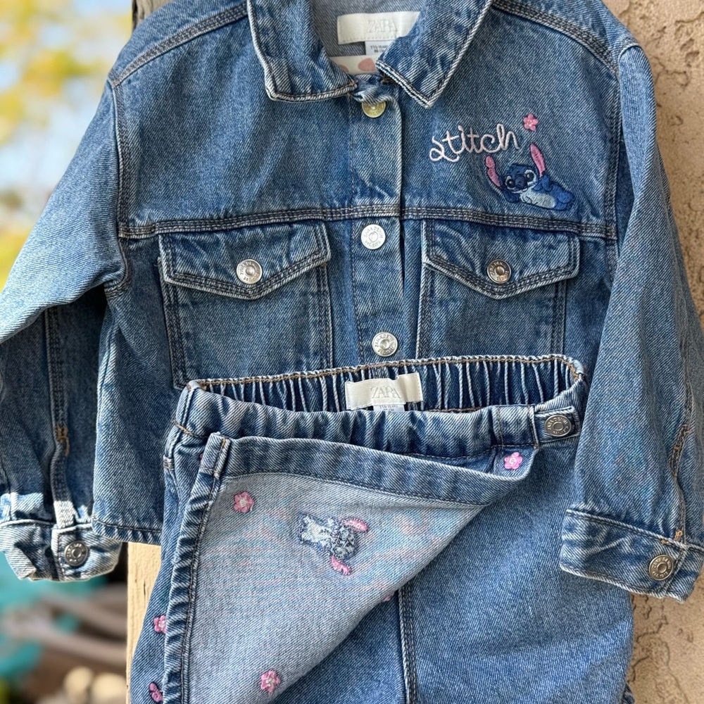 Stitch Denim Jacket and Pants Set for Kids